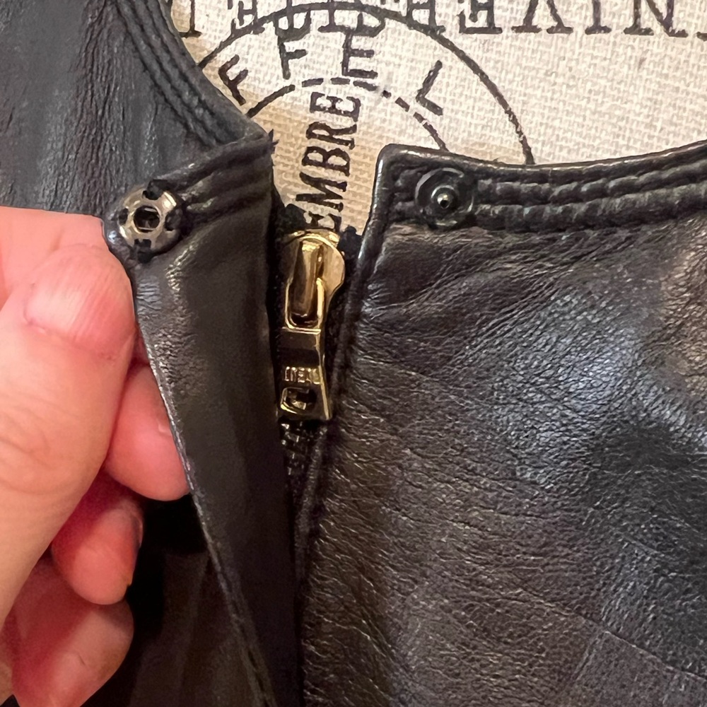 JCrew Collection | Black Leather Zip Front Shirt | | Size 4 | Like New - Picture 7 of 12